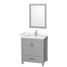 Wyndham Collection WCS141430SGYC2UNSM24 - Sheffield 30 Inch Single Bathroom Vanity in Gray, Carrara Cultured Marble Countertop, Undermount S