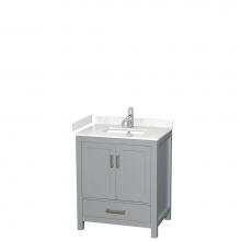 Wyndham Collection WCS141430SGYC2UNSMXX - Sheffield 30 Inch Single Bathroom Vanity in Gray, Carrara Cultured Marble Countertop, Undermount S