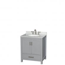 Wyndham Collection WCS141430SGYCMUNOMXX - Sheffield 30 Inch Single Bathroom Vanity in Gray, White Carrara Marble Countertop, Undermount Oval