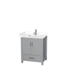 Wyndham Collection WCS141430SGYWCUNSMXX - Sheffield 30 Inch Single Bathroom Vanity in Gray, White Cultured Marble Countertop, Undermount Squ