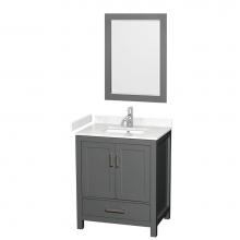 Wyndham Collection WCS141430SKGC2UNSM24 - Sheffield 30 Inch Single Bathroom Vanity in Dark Gray, Carrara Cultured Marble Countertop, Undermo