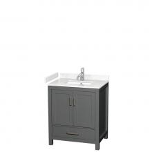 Wyndham Collection WCS141430SKGC2UNSMXX - Sheffield 30 Inch Single Bathroom Vanity in Dark Gray, Carrara Cultured Marble Countertop, Undermo