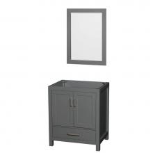 Wyndham Collection WCS141430SKGCXSXXM24 - Sheffield 30 Inch Single Bathroom Vanity in Dark Gray, No Countertop, No Sink, and 24 Inch Mirror