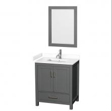 Wyndham Collection WCS141430SKGWCUNSM24 - Sheffield 30 Inch Single Bathroom Vanity in Dark Gray, White Cultured Marble Countertop, Undermoun