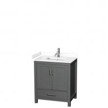 Wyndham Collection WCS141430SKGWCUNSMXX - Sheffield 30 Inch Single Bathroom Vanity in Dark Gray, White Cultured Marble Countertop, Undermoun