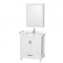 Wyndham Collection WCS141430SWHC2UNSMED - Sheffield 30 Inch Single Bathroom Vanity in White, Carrara Cultured Marble Countertop, Undermount