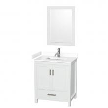 Wyndham Collection WCS141430SWHWCUNSM24 - Sheffield 30 Inch Single Bathroom Vanity in White, White Cultured Marble Countertop, Undermount Sq