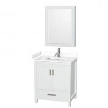 Wyndham Collection WCS141430SWHWCUNSMED - Sheffield 30 Inch Single Bathroom Vanity in White, White Cultured Marble Countertop, Undermount Sq