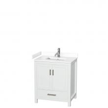 Wyndham Collection WCS141430SWHWCUNSMXX - Sheffield 30 Inch Single Bathroom Vanity in White, White Cultured Marble Countertop, Undermount Sq