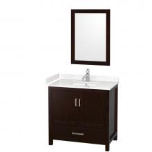 Wyndham Collection WCS141436SESC2UNSM24 - Sheffield 36 Inch Single Bathroom Vanity in Espresso, Carrara Cultured Marble Countertop, Undermou