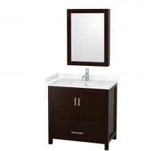 Wyndham Collection WCS141436SESC2UNSMED - Sheffield 36 Inch Single Bathroom Vanity in Espresso, Carrara Cultured Marble Countertop, Undermou