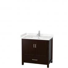 Wyndham Collection WCS141436SESC2UNSMXX - Sheffield 36 Inch Single Bathroom Vanity in Espresso, Carrara Cultured Marble Countertop, Undermou