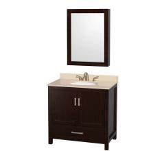 Wyndham Collection WCS141436SESIVUNOMED - Sheffield 36 Inch Single Bathroom Vanity in Espresso, Ivory Marble Countertop, Undermount Oval Sin