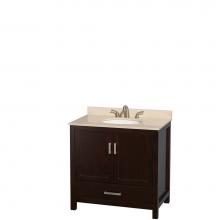 Wyndham Collection WCS141436SESIVUNOMXX - Sheffield 36 Inch Single Bathroom Vanity in Espresso, Ivory Marble Countertop, Undermount Oval Sin