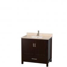 Wyndham Collection WCS141436SESIVUNSMXX - Sheffield 36 Inch Single Bathroom Vanity in Espresso, Ivory Marble Countertop, Undermount Square S