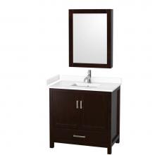 Wyndham Collection WCS141436SESWCUNSMED - Sheffield 36 Inch Single Bathroom Vanity in Espresso, White Cultured Marble Countertop, Undermount