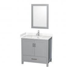 Wyndham Collection WCS141436SGYC2UNSM24 - Sheffield 36 Inch Single Bathroom Vanity in Gray, Carrara Cultured Marble Countertop, Undermount S