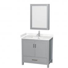 Wyndham Collection WCS141436SGYC2UNSMED - Sheffield 36 Inch Single Bathroom Vanity in Gray, Carrara Cultured Marble Countertop, Undermount S