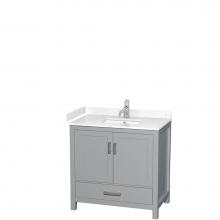 Wyndham Collection WCS141436SGYC2UNSMXX - Sheffield 36 Inch Single Bathroom Vanity in Gray, Carrara Cultured Marble Countertop, Undermount S