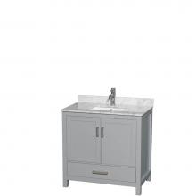 Wyndham Collection WCS141436SGYCMUNSMXX - Sheffield 36 Inch Single Bathroom Vanity in Gray, White Carrara Marble Countertop, Undermount Squa