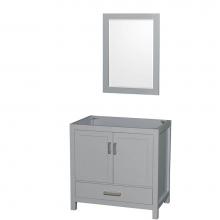 Wyndham Collection WCS141436SGYCXSXXM24 - Sheffield 36 Inch Single Bathroom Vanity in Gray, No Countertop, No Sink, and 24 Inch Mirror