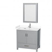 Wyndham Collection WCS141436SGYWCUNSMED - Sheffield 36 Inch Single Bathroom Vanity in Gray, White Cultured Marble Countertop, Undermount Squ