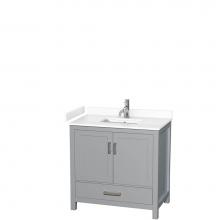 Wyndham Collection WCS141436SGYWCUNSMXX - Sheffield 36 Inch Single Bathroom Vanity in Gray, White Cultured Marble Countertop, Undermount Squ