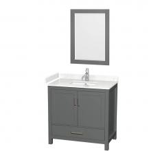 Wyndham Collection WCS141436SKGC2UNSM24 - Sheffield 36 Inch Single Bathroom Vanity in Dark Gray, Carrara Cultured Marble Countertop, Undermo