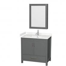 Wyndham Collection WCS141436SKGC2UNSMED - Sheffield 36 Inch Single Bathroom Vanity in Dark Gray, Carrara Cultured Marble Countertop, Undermo