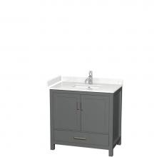 Wyndham Collection WCS141436SKGC2UNSMXX - Sheffield 36 Inch Single Bathroom Vanity in Dark Gray, Carrara Cultured Marble Countertop, Undermo