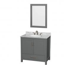 Wyndham Collection WCS141436SKGCMUNOM24 - Sheffield 36 Inch Single Bathroom Vanity in Dark Gray, White Carrara Marble Countertop, Undermount