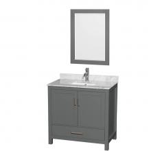 Wyndham Collection WCS141436SKGCMUNSM24 - Sheffield 36 Inch Single Bathroom Vanity in Dark Gray, White Carrara Marble Countertop, Undermount