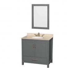 Wyndham Collection WCS141436SKGIVUNOM24 - Sheffield 36 Inch Single Bathroom Vanity in Dark Gray, Ivory Marble Countertop, Undermount Oval Si