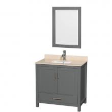 Wyndham Collection WCS141436SKGIVUNSM24 - Sheffield 36 Inch Single Bathroom Vanity in Dark Gray, Ivory Marble Countertop, Undermount Square