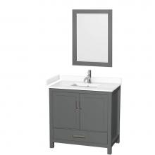 Wyndham Collection WCS141436SKGWCUNSM24 - Sheffield 36 Inch Single Bathroom Vanity in Dark Gray, White Cultured Marble Countertop, Undermoun