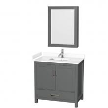 Wyndham Collection WCS141436SKGWCUNSMED - Sheffield 36 Inch Single Bathroom Vanity in Dark Gray, White Cultured Marble Countertop, Undermoun