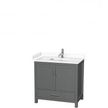 Wyndham Collection WCS141436SKGWCUNSMXX - Sheffield 36 Inch Single Bathroom Vanity in Dark Gray, White Cultured Marble Countertop, Undermoun