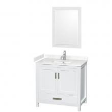 Wyndham Collection WCS141436SWHC2UNSM24 - Sheffield 36 Inch Single Bathroom Vanity in White, Carrara Cultured Marble Countertop, Undermount