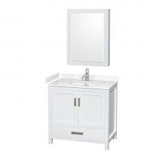 Wyndham Collection WCS141436SWHC2UNSMED - Sheffield 36 Inch Single Bathroom Vanity in White, Carrara Cultured Marble Countertop, Undermount