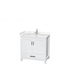 Wyndham Collection WCS141436SWHC2UNSMXX - Sheffield 36 Inch Single Bathroom Vanity in White, Carrara Cultured Marble Countertop, Undermount