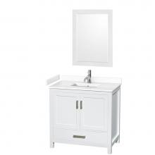 Wyndham Collection WCS141436SWHWCUNSM24 - Sheffield 36 Inch Single Bathroom Vanity in White, White Cultured Marble Countertop, Undermount Sq