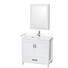 Wyndham Collection WCS141436SWHWCUNSMED - Sheffield 36 Inch Single Bathroom Vanity in White, White Cultured Marble Countertop, Undermount Sq