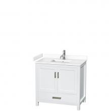 Wyndham Collection WCS141436SWHWCUNSMXX - Sheffield 36 Inch Single Bathroom Vanity in White, White Cultured Marble Countertop, Undermount Sq