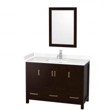 Wyndham Collection WCS141448SESC2UNSM24 - Sheffield 48 Inch Single Bathroom Vanity in Espresso, Carrara Cultured Marble Countertop, Undermou