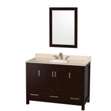 Wyndham Collection WCS141448SESIVUNOM24 - 48 inch Single Bathroom Vanity in Espresso, Ivory Marble Countertop, Undermount Oval Sink, and 24