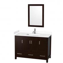 Wyndham Collection WCS141448SESWCUNSM24 - Sheffield 48 Inch Single Bathroom Vanity in Espresso, White Cultured Marble Countertop, Undermount