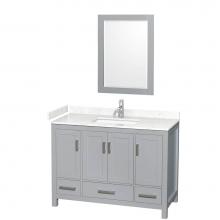 Wyndham Collection WCS141448SGYC2UNSM24 - Sheffield 48 Inch Single Bathroom Vanity in Gray, Carrara Cultured Marble Countertop, Undermount S