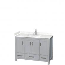 Wyndham Collection WCS141448SGYC2UNSMXX - Sheffield 48 Inch Single Bathroom Vanity in Gray, Carrara Cultured Marble Countertop, Undermount S