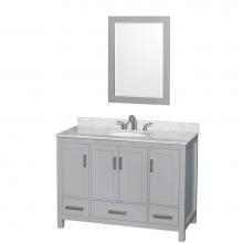 Wyndham Collection WCS141448SGYCMUNOM24 - Sheffield 48 Inch Single Bathroom Vanity in Gray, White Carrara Marble Countertop, Undermount Oval