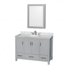 Wyndham Collection WCS141448SGYCMUNOMED - Sheffield 48 Inch Single Bathroom Vanity in Gray, White Carrara Marble Countertop, Undermount Oval